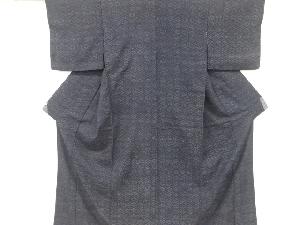 アンティーク　花亀甲模様織り出し手織り真綿小千谷紬着物